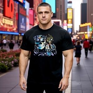 Biker Dice Flame Skull Death Rider Black Unisex T-shirt Motorcycles Bikes Ride